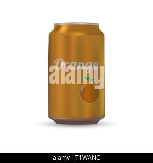 Boisson à l'orange d'aluminium isolé sur fond blanc Illustration de Vecteur