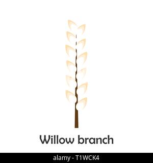Branche de saule dans le style cartoon, carte printemps pour enfant d'âge préscolaire, activité pour enfants, vector Illustration de Vecteur