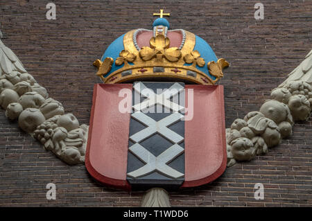 Les éléments décoratifs à l'entrée au Musée d'Amsterdam aux Pays-Bas 2018 Banque D'Images