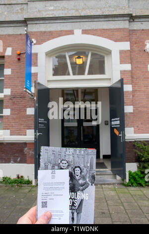 Billet à l'entrée de l'Holocaust Museum à Amsterdam aux Pays-Bas 2019 Banque D'Images