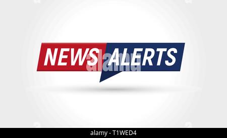 News icône. Breaking news alerts bannière. Télévision simple logo modèle. Vector illustration isolé sur fond blanc. Illustration de Vecteur