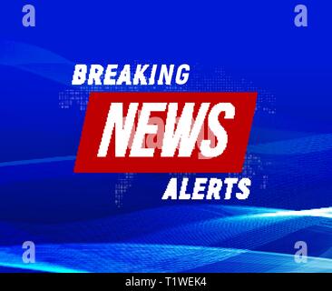Nouvelles en bannière, fond bleu, breaking news banner, élément de design tv, rapport en ligne, vector illustration. Illustration de Vecteur