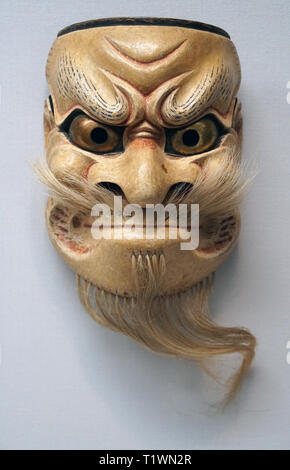 Masque de théâtre Nô Japonais, Shirobeshimi Banque D'Images