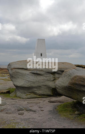 Trig Point sur Kinder Plateau Scout Banque D'Images