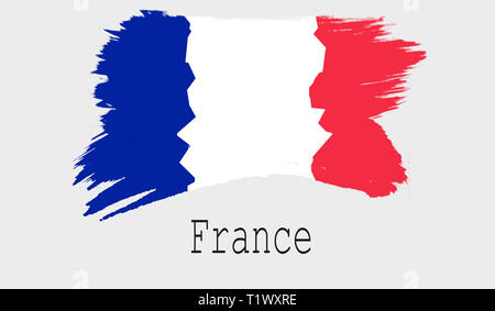 France drapeau sur fond blanc, 3D Rendering Banque D'Images
