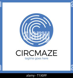 Logotype Labyrinthe cercle - logo Lettre C Illustration de Vecteur