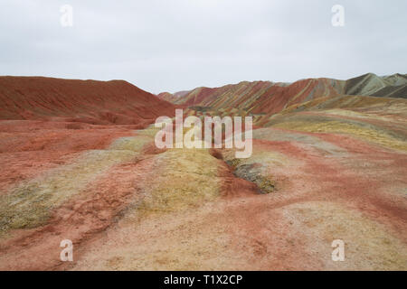 Le relief Danxia et rainbow mountain's National Danxia Zhangye Zhangye, parc géologique, Chine Banque D'Images