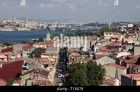 Halic (Golden Horne) du quartier de Balat à Istanbul, Turquie. Banque D'Images