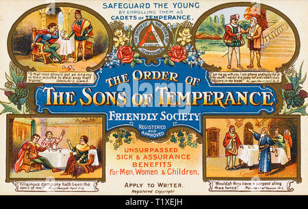 SONS OF TEMPERANCE temperance movement américain fondé en 1842 Banque D'Images