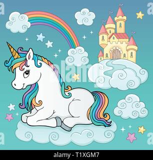 Licorne et objets de droit Thème 3 - eps10 vector illustration. Illustration de Vecteur