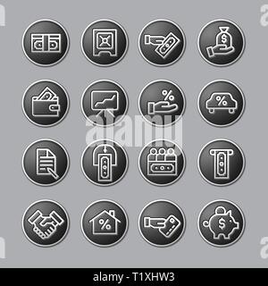 Illustration de l'administration et des finances glossy Icon Set en couleur gris Illustration de Vecteur