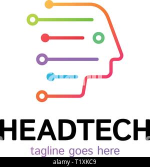 Logo tête Tech, Robotique modèle Logo vector illustration dessins Illustration de Vecteur