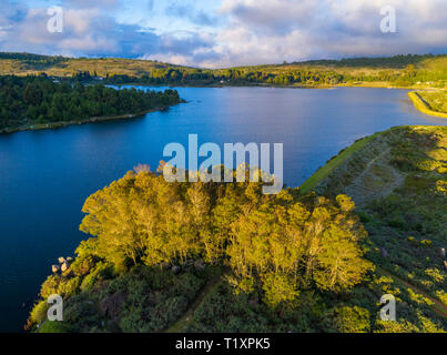 Une vue aérienne de lacs du Connemara à Nyanga, Zimbabwe. Banque D'Images