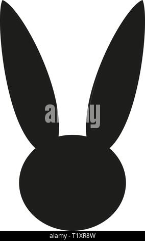 Noir et blanc tête de lapin de pâques silhouette Illustration de Vecteur