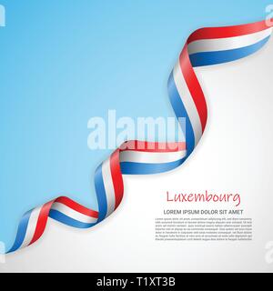 Bannière de vecteur dans des couleurs blanches et bleues et forme ruban avec drapeau du Luxembourg. Modèle pour la conception d'affiches, brochures, documents imprimés, logos Illustration de Vecteur