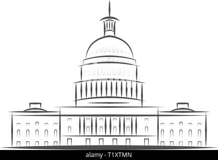 L'icône du Gouvernement des États-Unis. Logo Capitol building. Design Premium. L'icône de la ligne mince vecteur isolé sur fond blanc Illustration de Vecteur