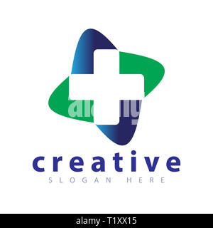 Modèle de conception de logo médical de Croix Banque D'Images