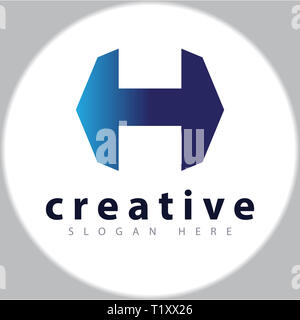 Lettre H modèle vecteur conception logo hexagonal Banque D'Images