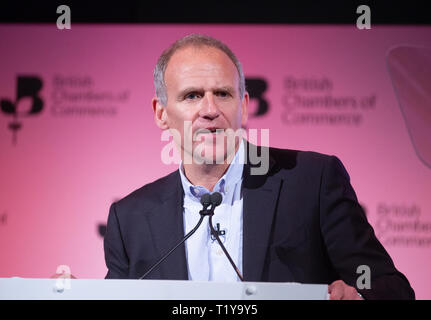 Londres, Royaume-Uni. Mar 29, 2019. Dave Lewis, Chef de groupe de l'exécutif de Tesco, parle à la British Chambers of Commerce Conférence annuelle 2019 à Westminster. Credit : Tommy Londres/Alamy Live News Banque D'Images