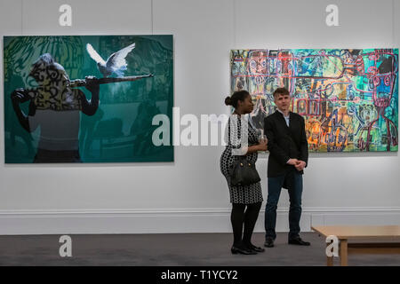 Londres, Royaume-Uni. 29 Mar 2019. Un essai pour Sotheby's vente dédié de moderne et d'art africain contemporain à Londres pour une quatrième saison consécutive. L'exposition préalable à la vente qui se déroulera du 29 mars au 2 avril. . La vente aux enchères aura lieu le 2 avril. Crédit : Guy Bell/Alamy Live News Banque D'Images