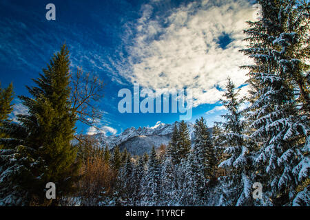 Première neige de l'hiver dans les Alpes italiennes Banque D'Images