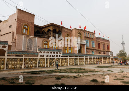 Maisons traditionnelles dans la vieille ville de Kashgar (Province du Xinjiang, Chine) Banque D'Images