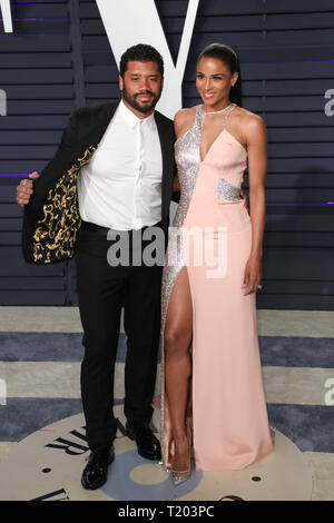 Vanity Fair Oscar Party au Wallis Annenberg Center for the Performing Arts le 24 février 2019 à Beverly Hills, Californie avec : Russell Wilson, Ciara Où : Los Angeles, California, United States Quand : 24 Feb 2019 Credit : Sheri Determan/WENN.com Banque D'Images