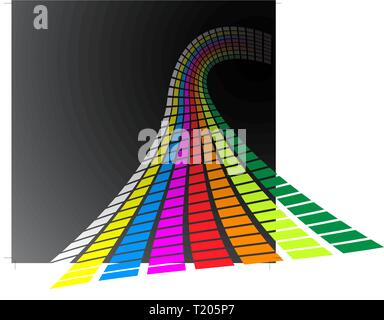 Rainbow Retro squares colorés faits de vagues Illustration de Vecteur