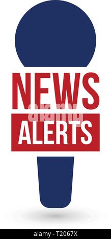 News alerts, breaking news logo, élément de design tv, rapport en ligne, l'icône du microphone, vector illustration. Illustration de Vecteur