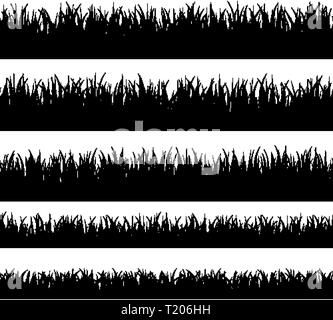 Silhouette d'herbe. Revêtement de gazon de délignage et fonds de bannières Illustration de Vecteur