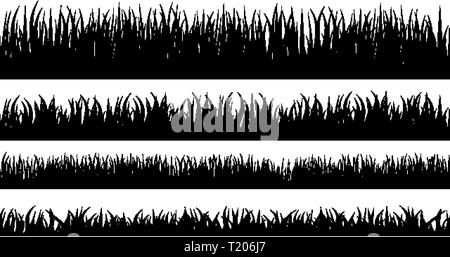 Pochoir d'herbe. Verdure isolés de silhouettes. Des bannières pour prairie de recouvrement Illustration de Vecteur