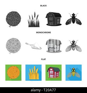 Printemps,grenier,voler,graines,insectes,bâtiment,spike,orge,Culture,industrie,ravageur, pain, terre, automne, contrôle, maïs,céréales,ailes,stop,campagne,remise,or,insecticide,killer,,rural,mûrs,chalet,la faune,avoine seigle,agriculture,agriculture,plant de blé,maïs,grain,récolte,ferme,,champ,set,icône,,illustration,collection,isolé,design,graphisme,élément vecteur vecteurs,signer , Illustration de Vecteur