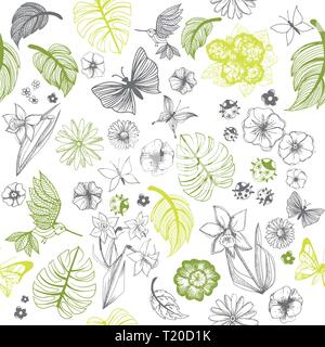 Sweet spring doodles vecteur seamless background complet Illustration de Vecteur