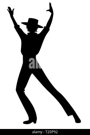 Silhouette de danseuse de flamenco espagnol homme portant chapeau typique Illustration de Vecteur