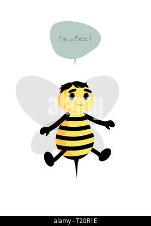 Cute bee isolé sur fond blanc et de bulle. Vector Illustration Illustration de Vecteur