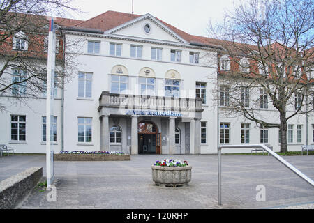 MAINZ, ALLEMAGNE - le 29 mars 2019 : Le centre médical universitaire de l'Université Johannes Gutenberg de Mayence. Banque D'Images