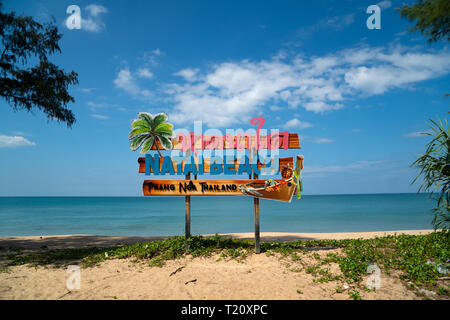 Natai beach signer à Ban Khok Kloi, Phang Nga, Thailande, Asie Banque D'Images