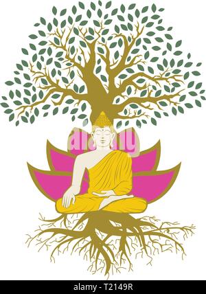 Bouddha et arbre de vie Illustration de Vecteur