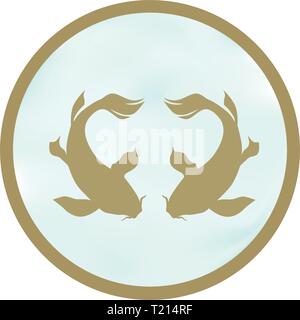 Logo poissons Koi. La chance, la prospérité et la bonne fortune. Illustration de Vecteur