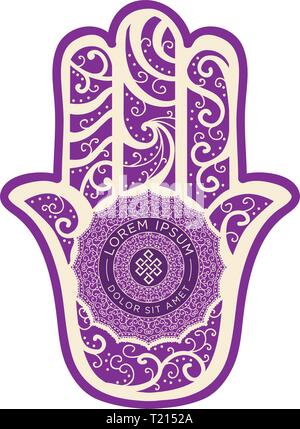 La main Hamsa, ancienne amulette du Moyen-Orient qui symbolise la main de Dieu. Illustration de Vecteur