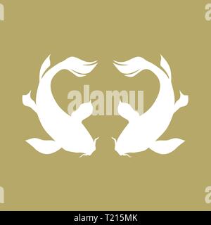 Logo poissons Koi. La chance, la prospérité et la bonne fortune. Illustration de Vecteur