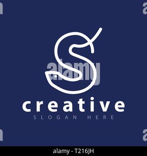 Lettre S Ligne Logo Serpent modèle vectoriel Illustration de Vecteur