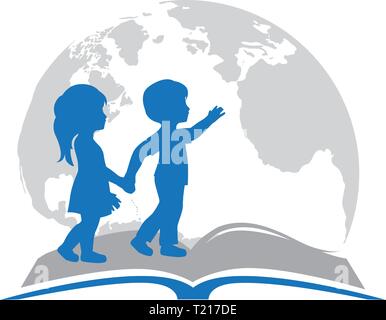 Livre, enfants et globe, vector Illustration de Vecteur