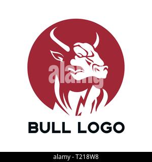 Image vectorielle d'un tête à tête avec de grandes cornes. Logo avec la tête d'un taureau. Illustration de Vecteur
