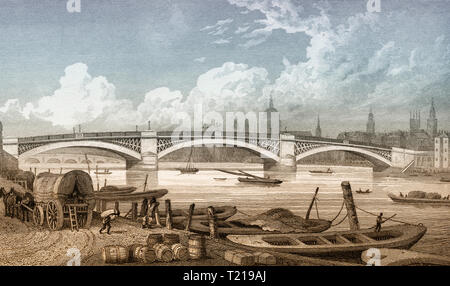 Southwark Bridge, London, UK, illustration par Th. H. Berger, 1826 Banque D'Images