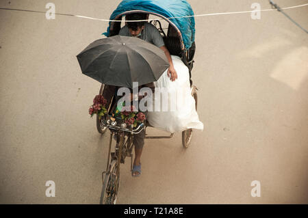 Rickshaw de Katmandou, Népal, Asie Banque D'Images