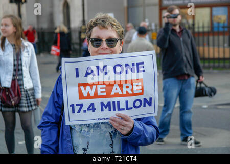 Londres, Royaume-Uni. 29 Mar 2019. Manifestant au Brexit jours susmentionnée Crédit : Alex Cavendish/Alamy Live News Banque D'Images