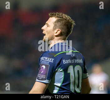 Stade AJ Bell, Salford, Royaume-Uni. Mar 29, 2019. European Rugby Challenge Cup, quart-de-finale, vente, contre le Connacht ; Jack Carty de Connacht Credit : Action Plus Sport/Alamy Live News Banque D'Images