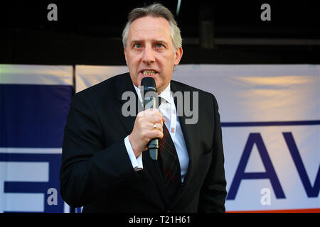 Londres, Royaume-Uni.29 mars 2019.Ian Richard Kyle Paisley Jr est un homme politique syndicaliste irlandais du Nord.Il est membre du Parti unioniste démocratique.Leave signifie Leave Leave Brexit Campaign se rallie à Westminster Londres le 29 mars 2019, date à laquelle le Royaume-Uni était censé quitter l'UE.Crédit : Rupert Rivett/Alay Live News Banque D'Images