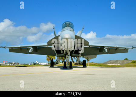 Melbourne, Florida, USA. Le 29 mars 2019. Boeing F-18 Super Hornet, l'équipe de démonstration Héritage est prêt à réveiller l'espace côte à ce week-end Melbourne Air and Space Show. Le pilote pour ce spectacle Le Lieutenant Dominic "Iceman" Garcia est un diplômé de 2003 Melbourne High School. Le F-18 Super Hornet est en grande partie un nouvel avion et est d'environ 20  % plus grandes que l'héritage Hornet. Le Super Hornet comporte 33 % de plus, l'augmentation de carburant interne gamme mission de 41 % et l'endurance de 50 % sur l'héritage Hornet. Crédit photo : Julian Poireau/Alamy Live News Banque D'Images